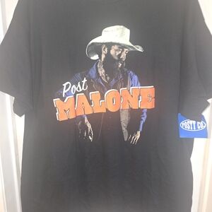 Post Malone Graphic Tee - Black with Orange Print